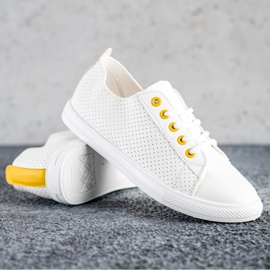 SHELOVET Openwork sneakers med ekoläder vit 1
