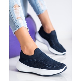 Renda Slip-on sneakers med kristaller blå 2