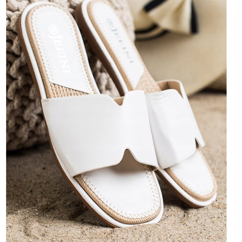 SHELOVET Eleganta Eco Leather Tofflor vit 1