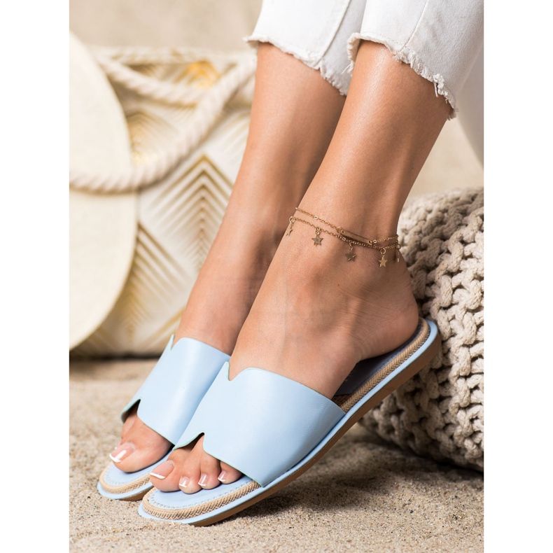 SHELOVET Eleganta Eco Leather Tofflor blå 2