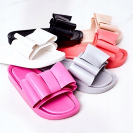 Gummi tofflor med en rosett Coral April röd 1