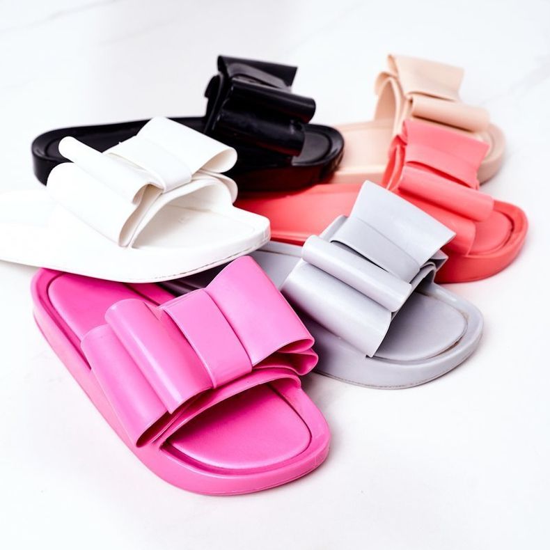 PS1 Gummi tofflor med en Fuchsia April rosett rosa 1