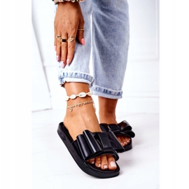 PS1 Gummi tofflor med rosett svart april 2