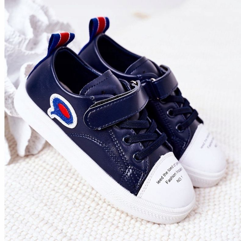 Apawwa Barns marinblå tecknade kardborrebandssneakers 2