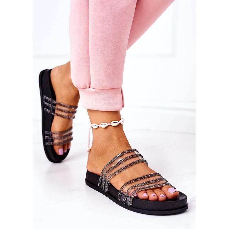 PS1 Miss You Black Rubber Tofflor Med Cubic Zirconia svart 2