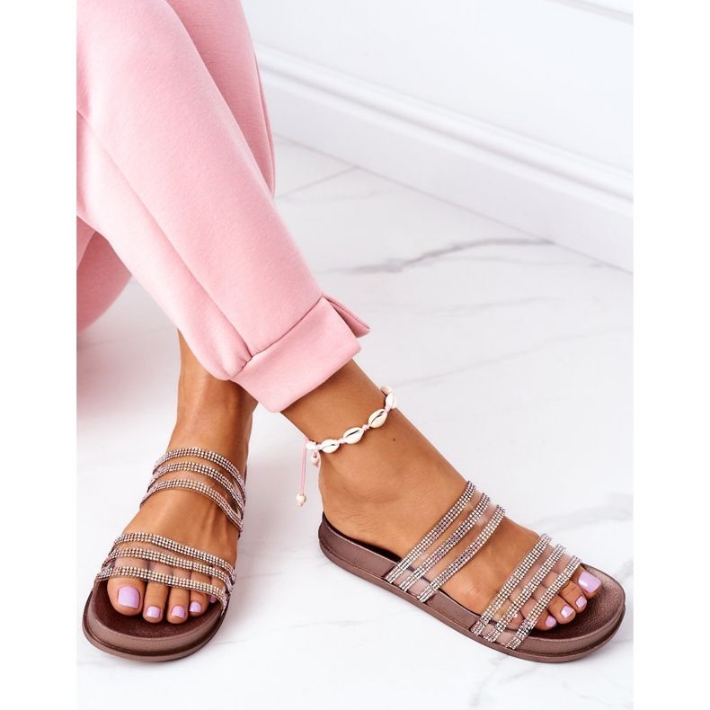 PS1 Gummitofflor med cubic zirconia roséguld saknar dig rosa gyllene 1