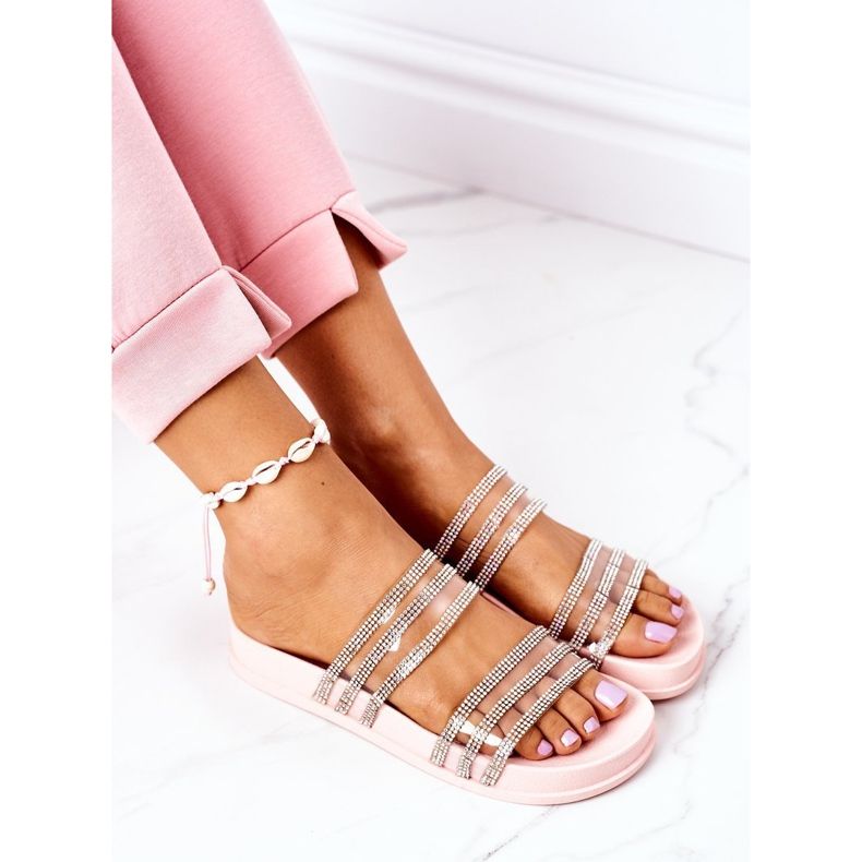 PS1 Gummitofflor med rosa kubiska zirkoner saknar dig 1