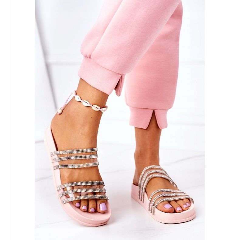 PS1 Gummitofflor med rosa kubiska zirkoner saknar dig 2