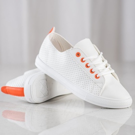 SHELOVET Openwork sneakers med ekoläder vit 1