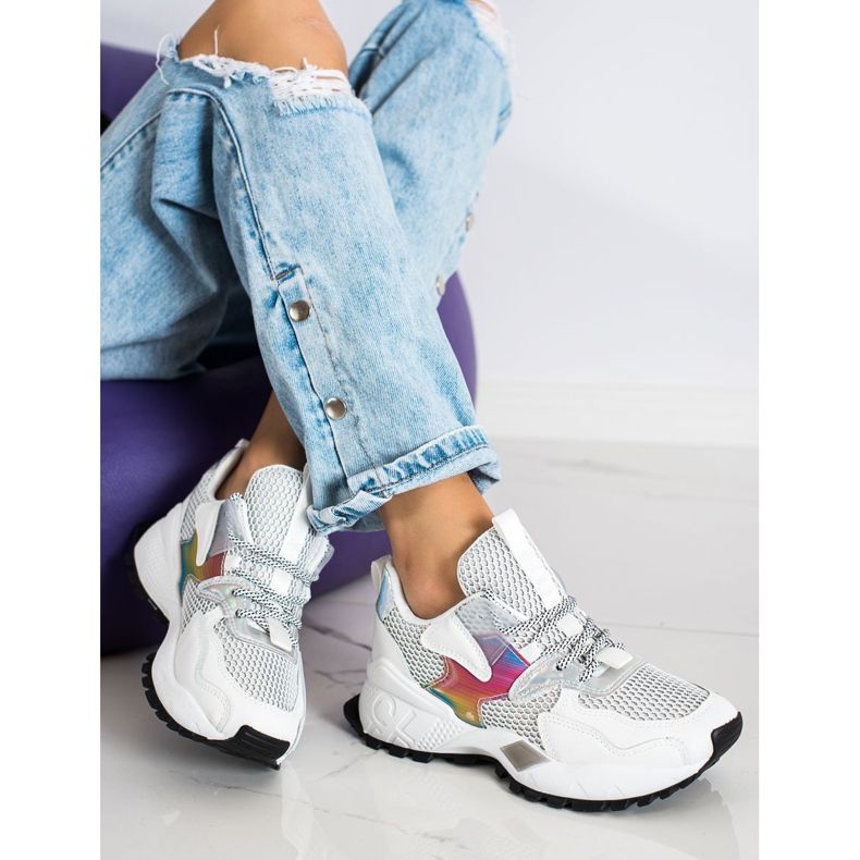 SHELOVET Mode sneakers med mesh vit 1