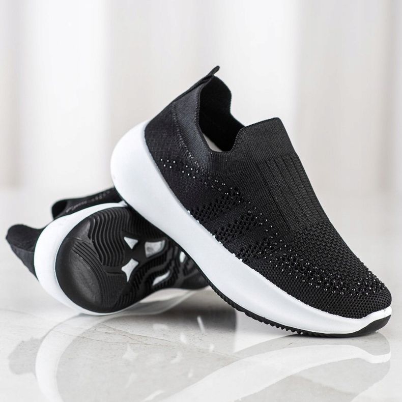 Renda Slip-on sneakers med kristaller svart 1