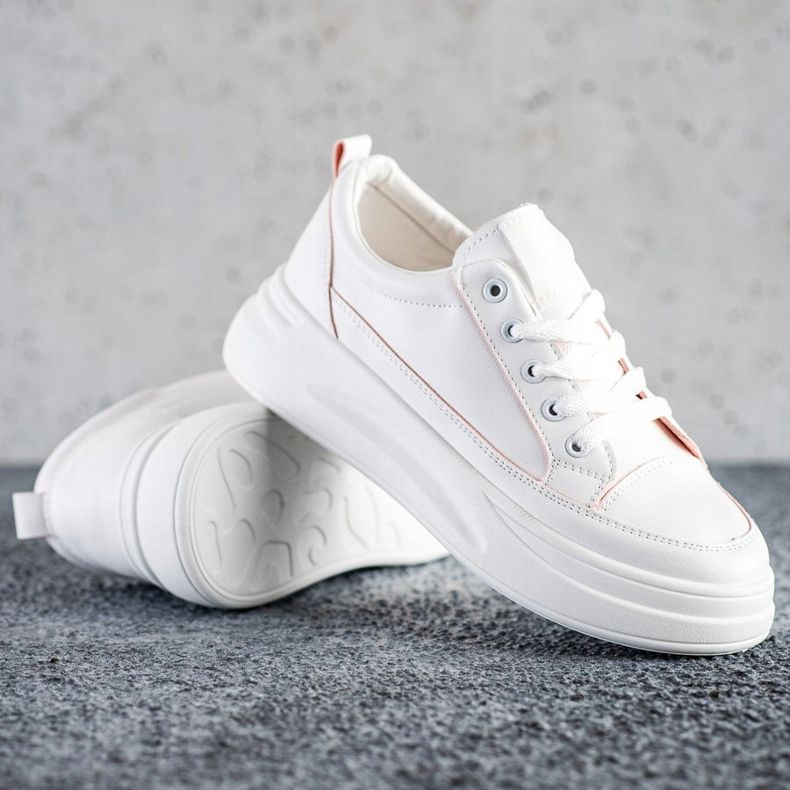 SHELOVET Mode sneakers på plattformen vit 1