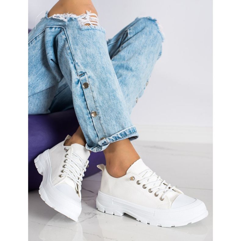 Sabatina Trendiga sneakers på plattformen beige 1