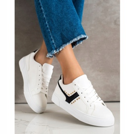 SHELOVET Knutna skor med svart insats vit 2