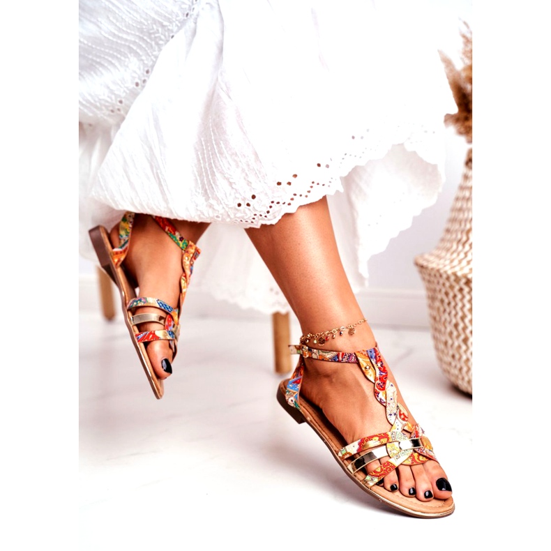 PS1 Kvinnors sandaler Elegant Orange Oriental Brooke mångfärgad gyllene 4