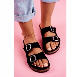 EVE Dam tofflor på kork med spännen svart Si Senor 4