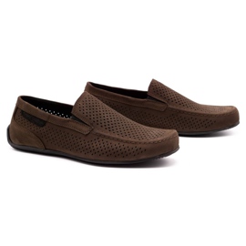 Polbut Män läder loafers 2105P mörkbrun 1