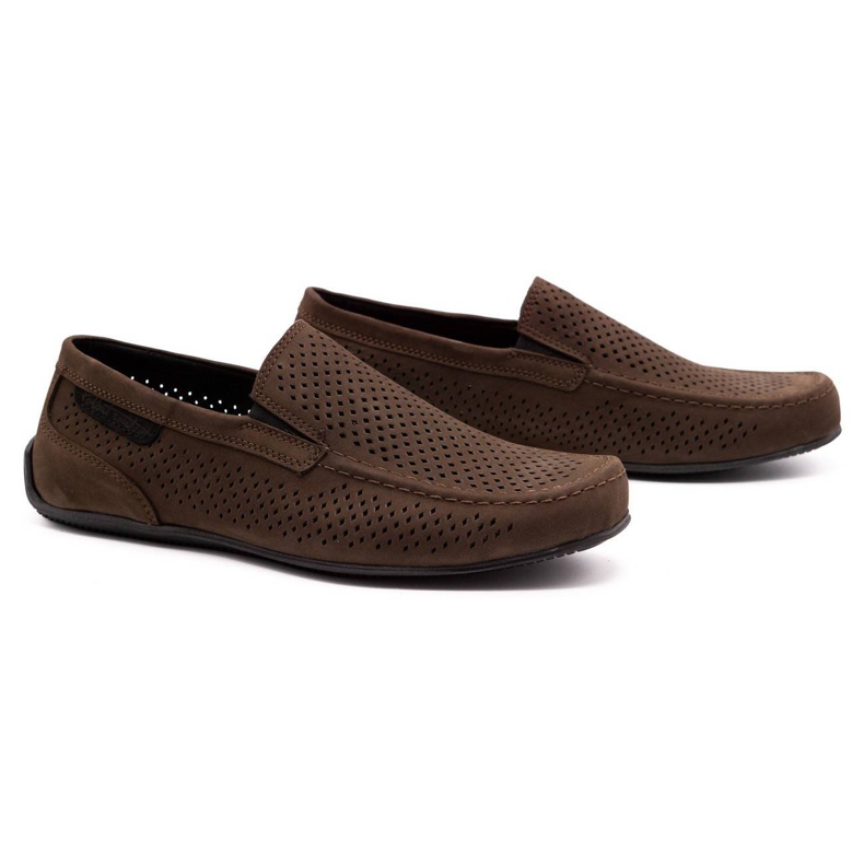 Polbut Män läder loafers 2105P mörkbrun 1