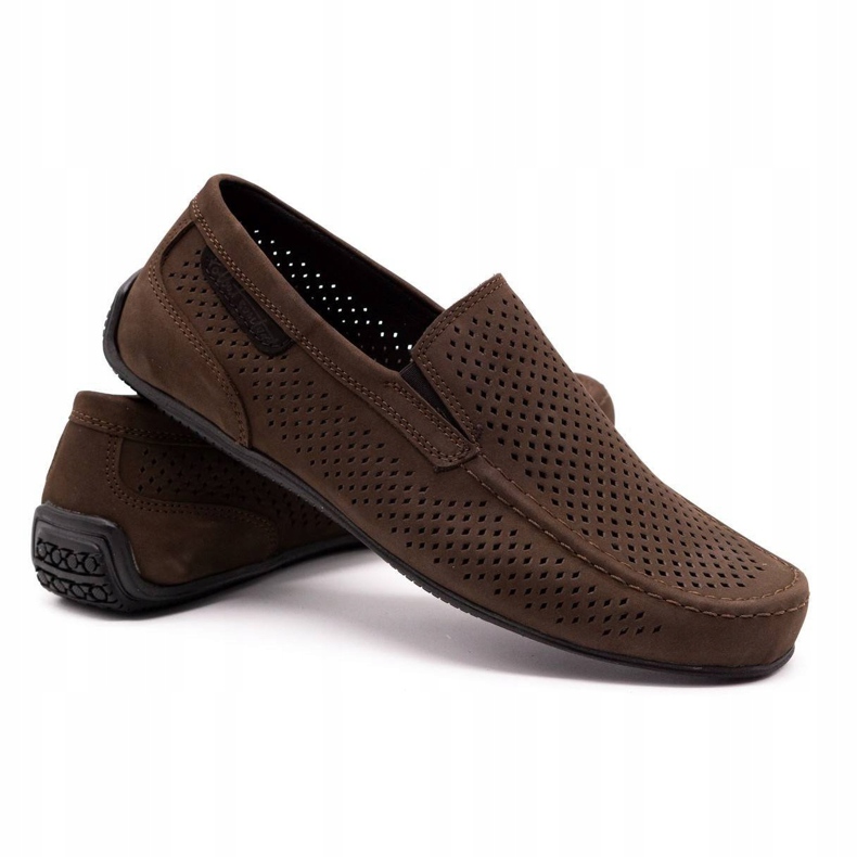 Polbut Män läder loafers 2105P mörkbrun 3