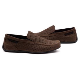 Polbut Män läder loafers 2105P mörkbrun 4