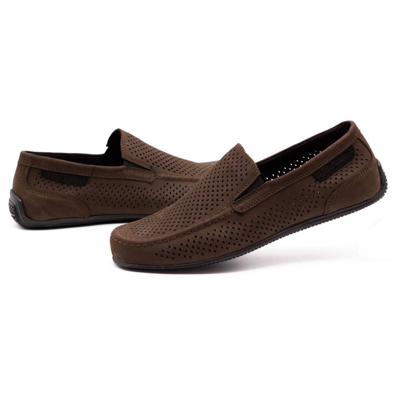 Polbut Män läder loafers 2105P mörkbrun 5