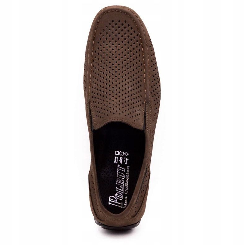 Polbut Män läder loafers 2105P mörkbrun 7