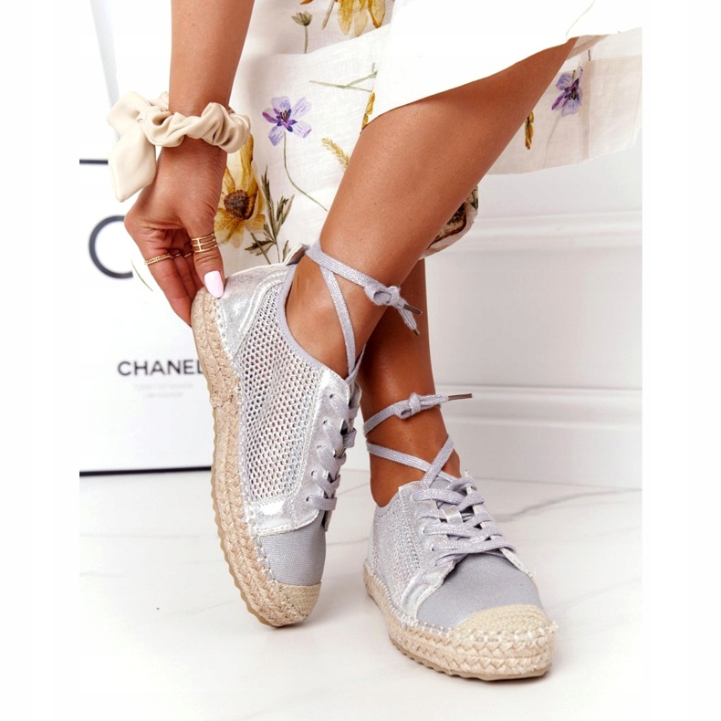 S.Barski Snörad Openwork Espadrilles S. Barski L17704 Silver 3