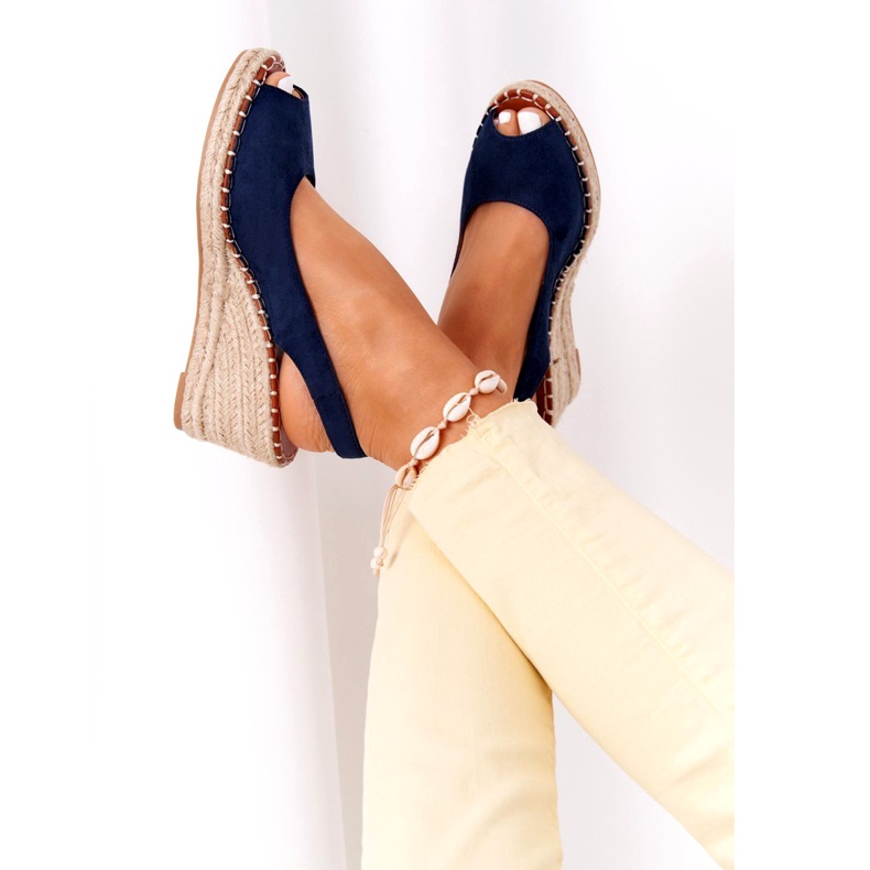 PG1 Las Palomas Sandaler med kil och flätor marinblå 1