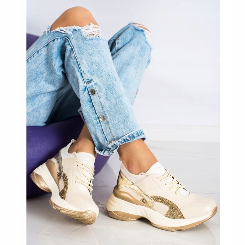Melisa Tied Classic Sneakers beige gyllene 1