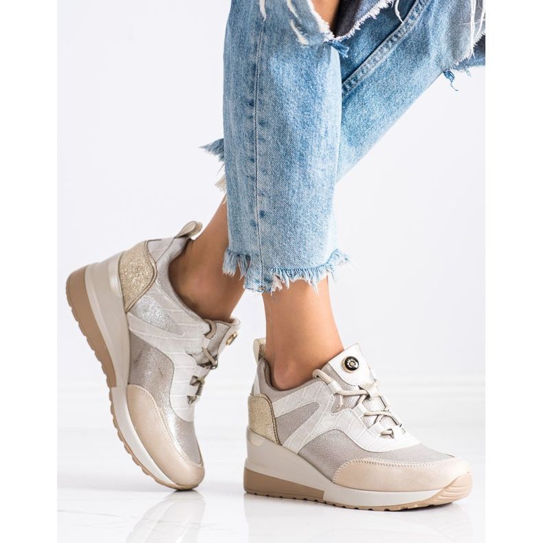 VINCEZA Wedge Sneakers beige 1