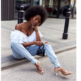 PS1 Knutna sandaler på en hög klack med fyrkantig tå gyllene bana 4