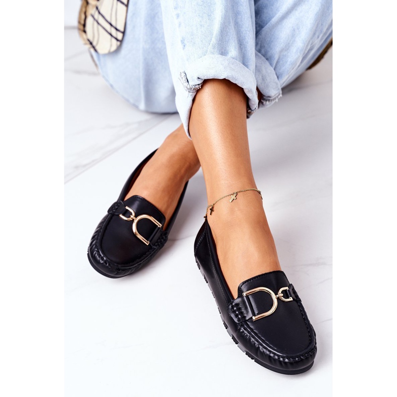 PS1 Svarta Downtown Black Leather Loafers för kvinnor 1