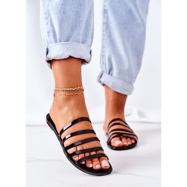 Flat gummi tofflor svart resa med mig 1