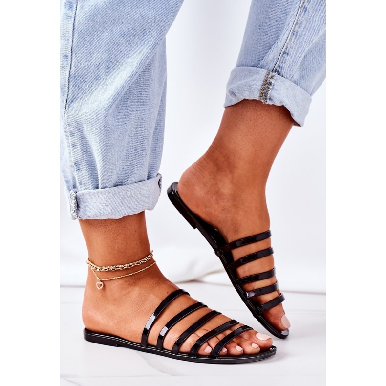 Flat gummi tofflor svart resa med mig 2