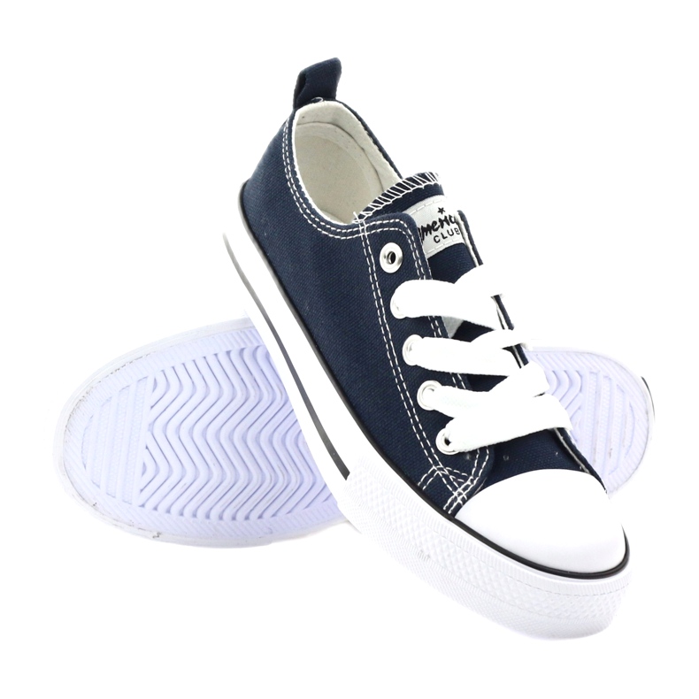 American Club Bandy bunden marinblå sneakers 3