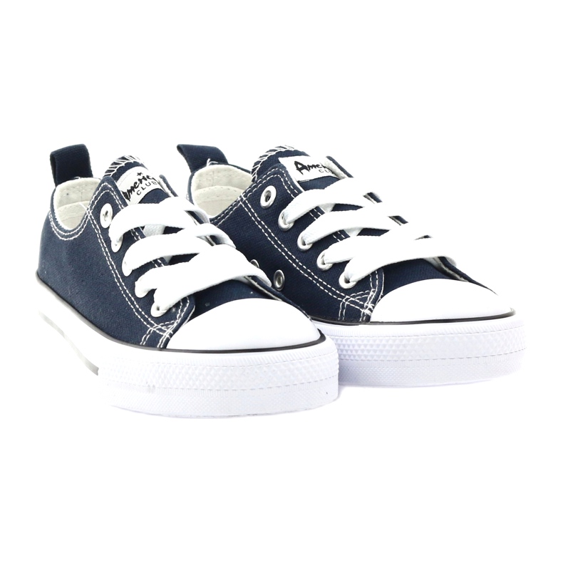 American Club Bandy bunden marinblå sneakers 4