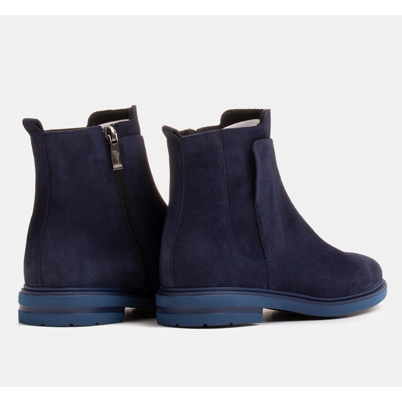 Marco Shoes Lätta stövlar isolerade med en platt botten av naturläder marinblå 2