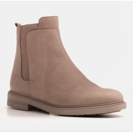 Marco Shoes Lätta stövlar isolerade med en platt botten av naturläder beige 1