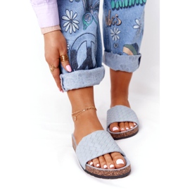 MSMG Blå Catalina Läder Tofflor På Kork Sula 3