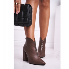 FG1 Dam stövletter på hälen med dragkedja framtill Khaki Save Me brun 2