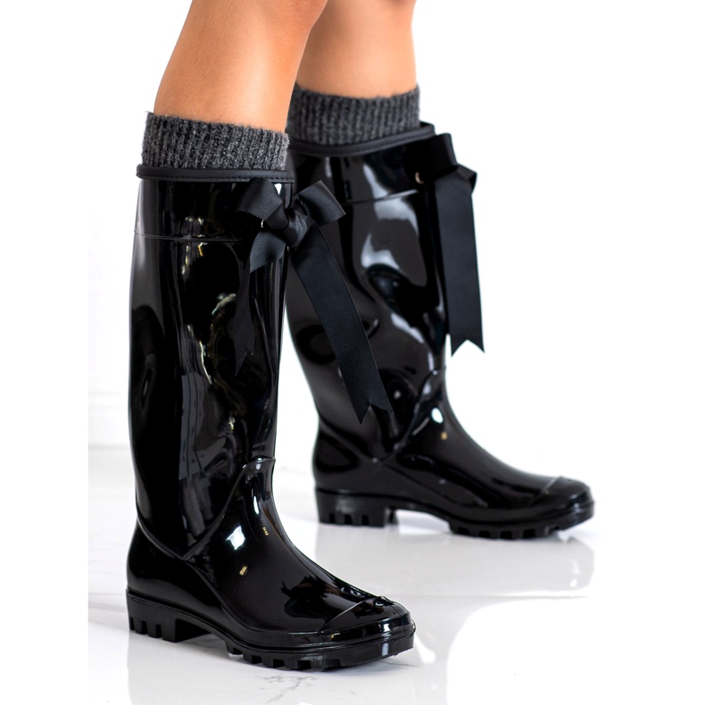 SHELOVET Höga galoscher med en rosett svart 2