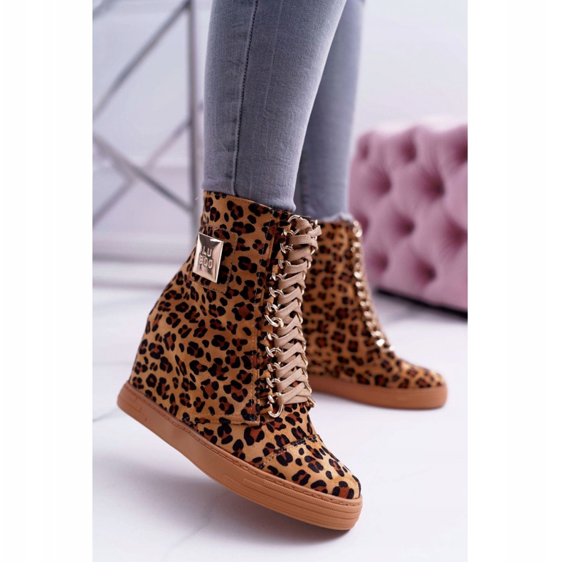 Dam Sneakers Lu Boo Guldkedja Mocka Leopard Monica beige brun 2