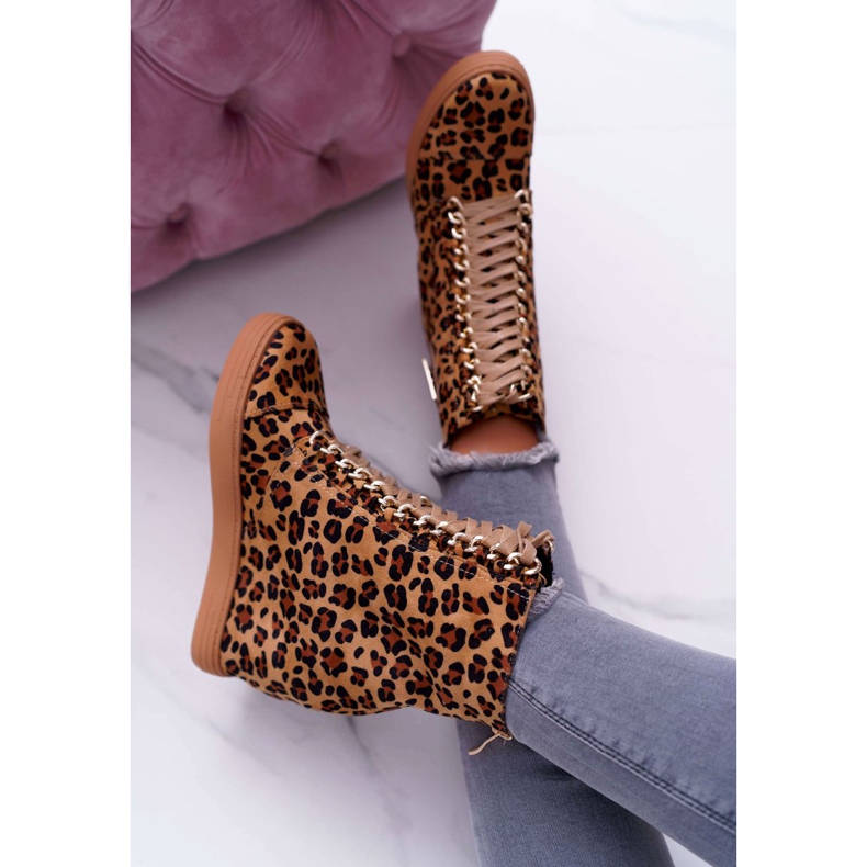 Dam Sneakers Lu Boo Guldkedja Mocka Leopard Monica beige brun 3