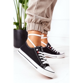 NEWS Kvinnors klassiska svarta sneakers med vit Ecoma -sula 2