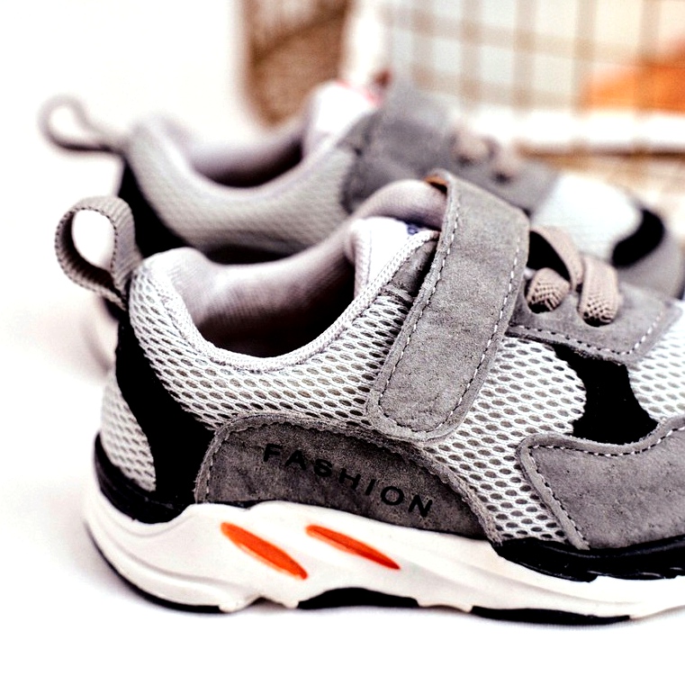 Apawwa Sportskor för barn med kardborreband, Grå 4