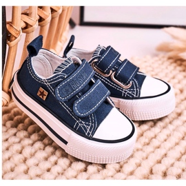 Barn låga sneakers med kardborreband Big Star HH374097 Marinblå 5