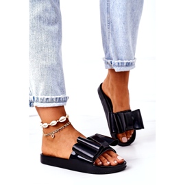 PS1 Gummi tofflor med rosett svart april 2