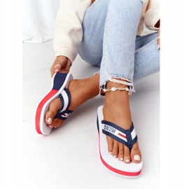 Dam flip-flops på kilen Big Star HH274A093 Vit marinblå 3