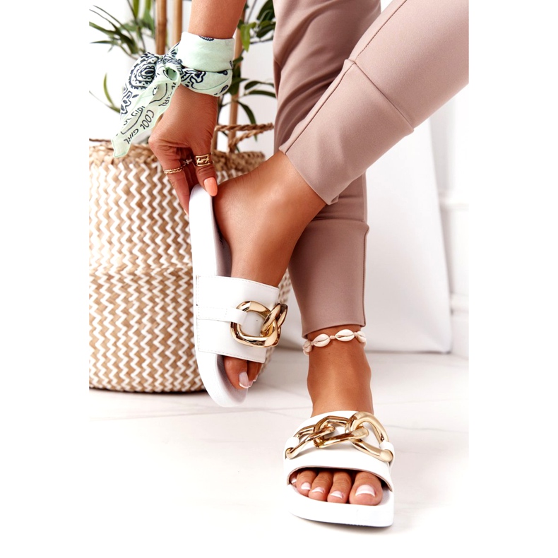 PS1 One Moment gummi flip flops med kedja vit 4