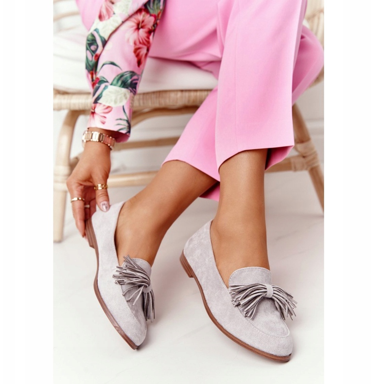 EVE Grå mocka loafers med fransar Alicante 21PB35-3530 1